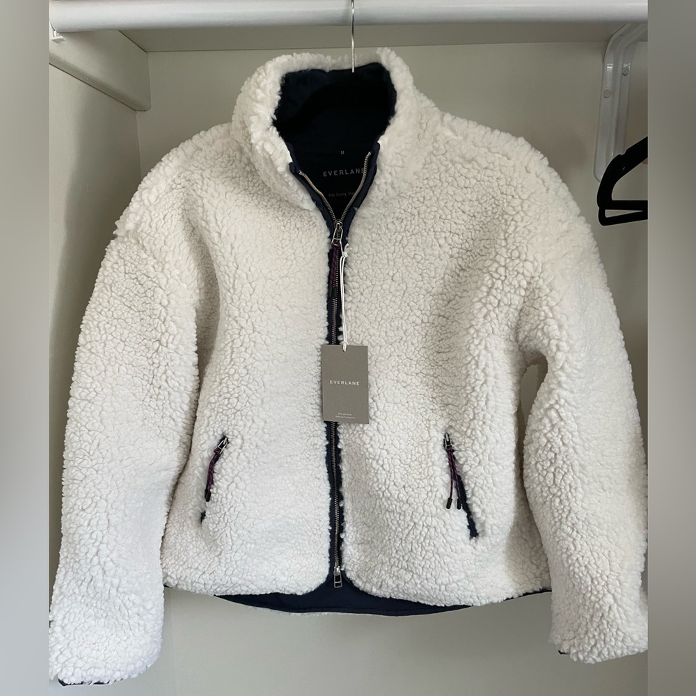 Everlane The ReNew Fleece Full Zip in Bone